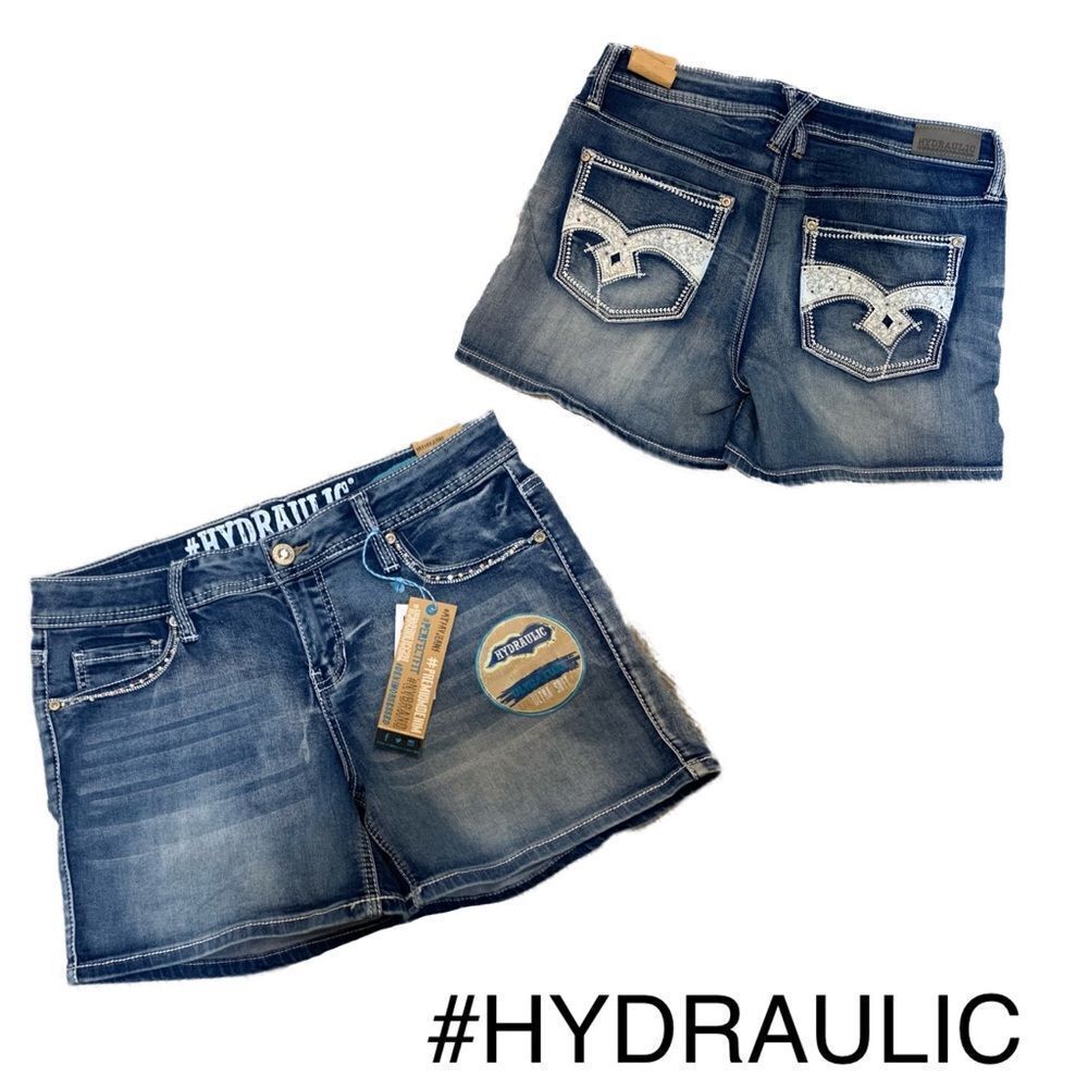 NWT Hydraulic Daily low rise/ultra soft/stretchy distressed jean shorts - Picture 2 of 12